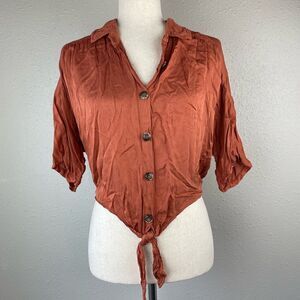 Don’t Ask Why Button Down Crop Top One Size EUC